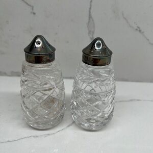Waterford Glandore Crystal Salt and Pepper Shakers with Silver Tops